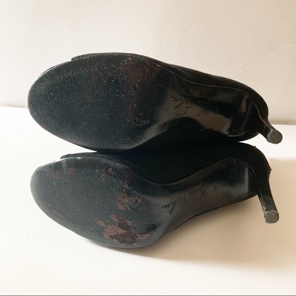 Marc Fisher Black Suede Corset Lace Up Bottie Open Toe  Heel Shoes - Picture 8 of 8